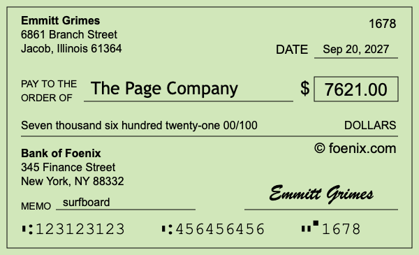 How to write a check for $7,621