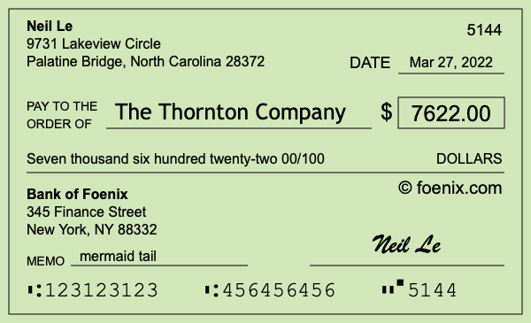 How to write a check for $7,622