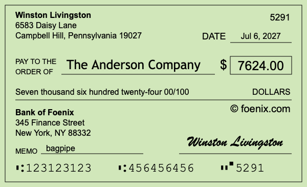 How to write a check for $7,624