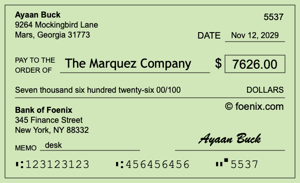 How to write a check for $7,626