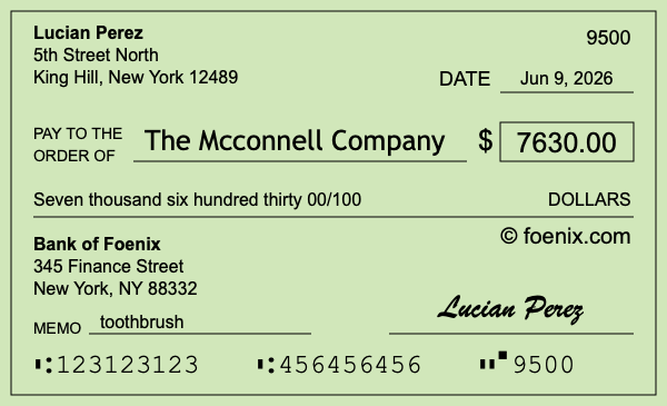 How to write a check for $7,630