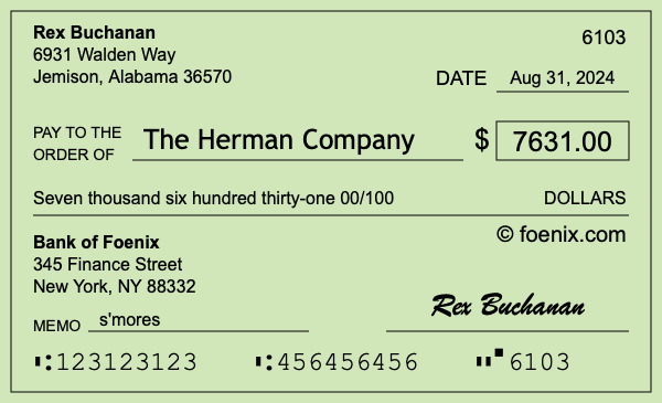 How to write a check for $7,631
