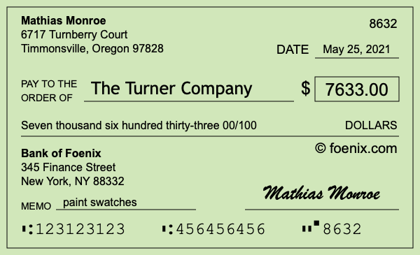 How to write a check for $7,633