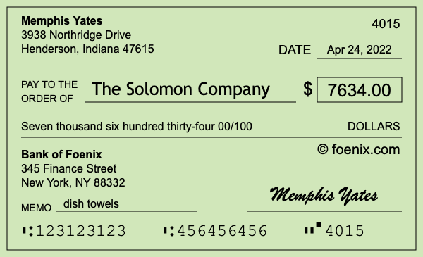 How to write a check for $7,634
