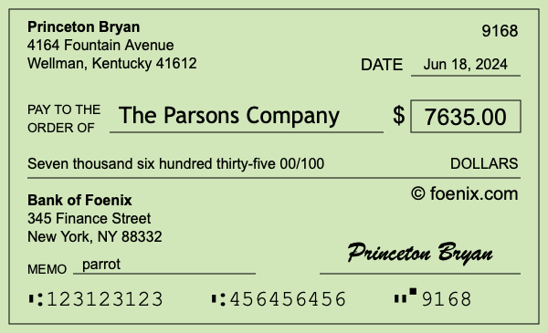 How to write a check for $7,635