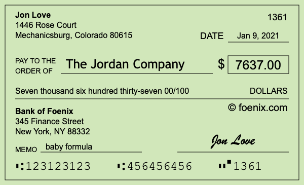 How to write a check for $7,637