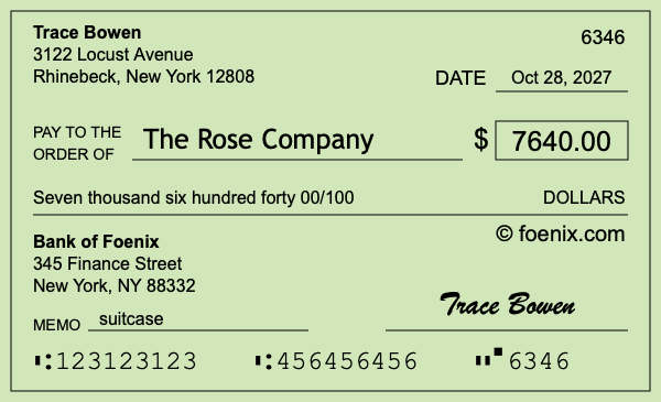 How to write a check for $7,640