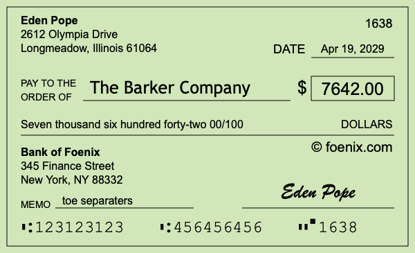 How to write a check for $7,642