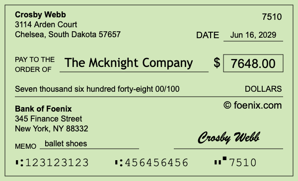 How to write a check for $7,648
