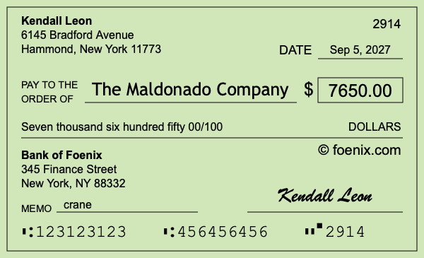 How to write a check for $7,650