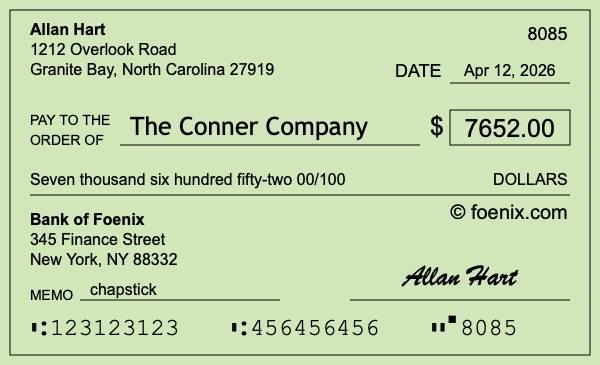 How to write a check for $7,652