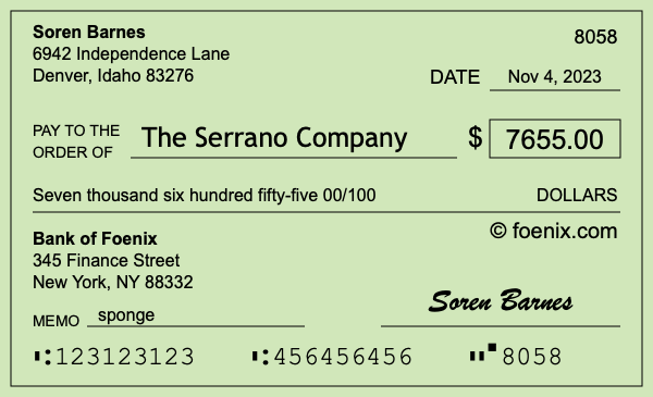 How to write a check for $7,655