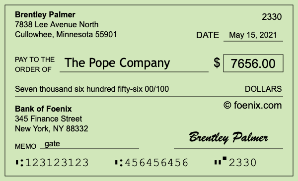 How to write a check for $7,656