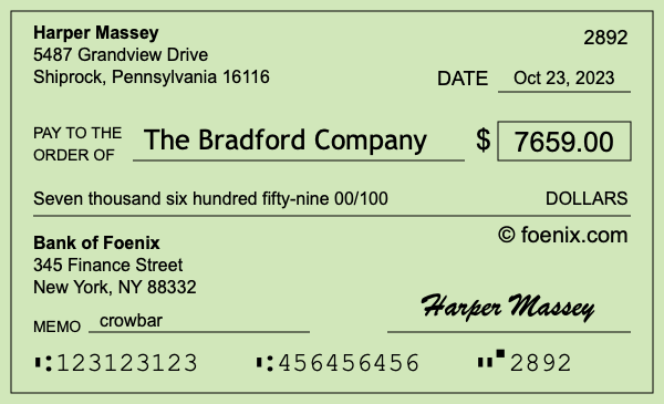 How to write a check for $7,659