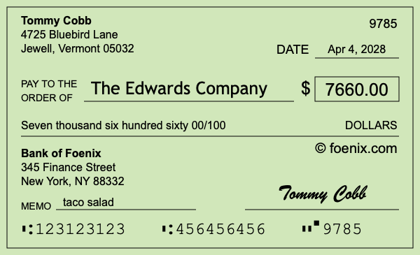 How to write a check for $7,660
