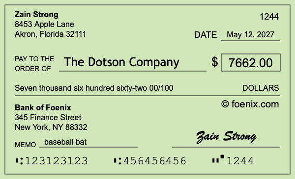How to write a check for $7,662