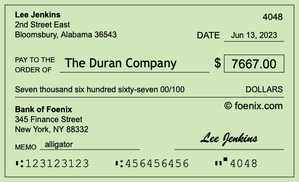 How to write a check for $7,667