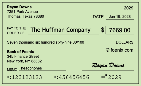 How to write a check for $7,669