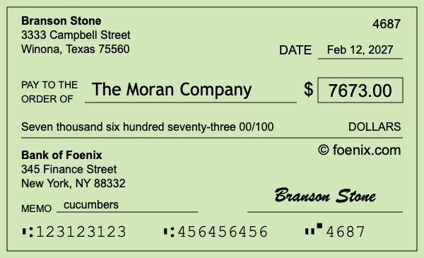 How to write a check for $7,673
