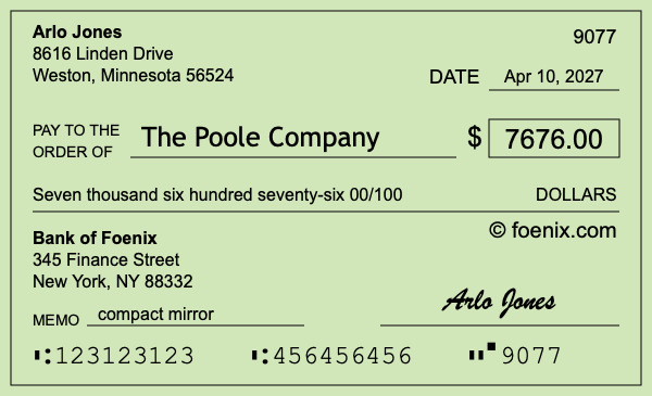How to write a check for $7,676