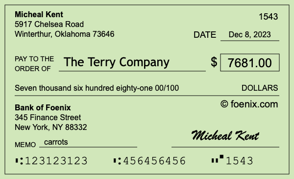 How to write a check for $7,681