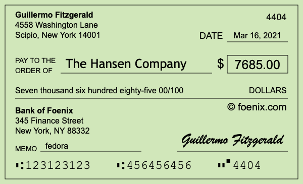 How to write a check for $7,685