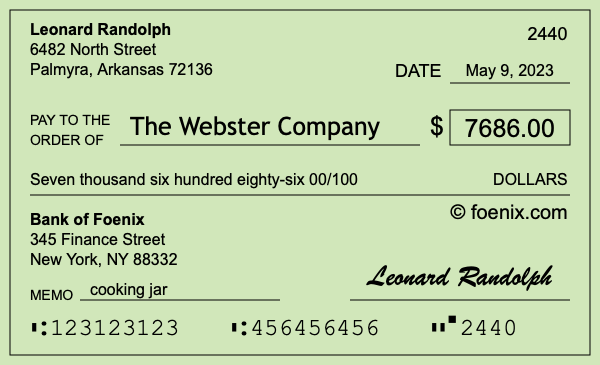 How to write a check for $7,686