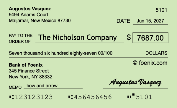 How to write a check for $7,687