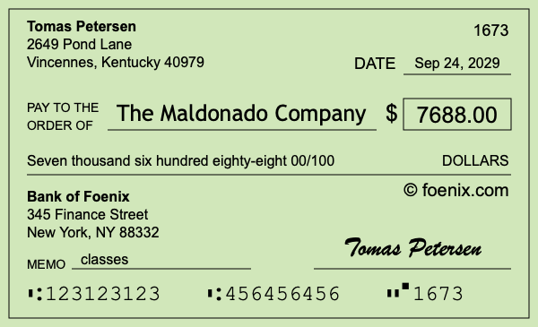 How to write a check for $7,688