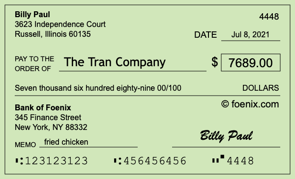 How to write a check for $7,689