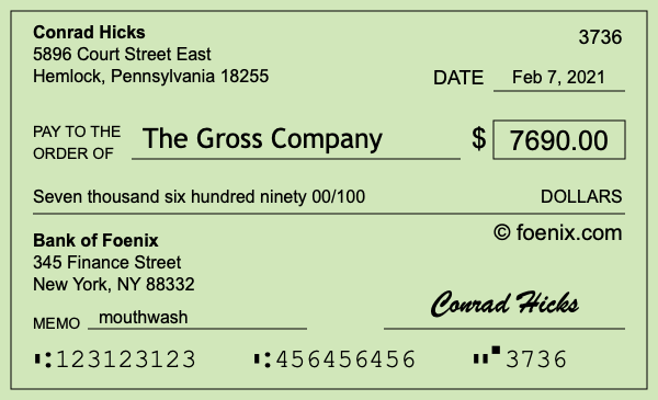 How to write a check for $7,690