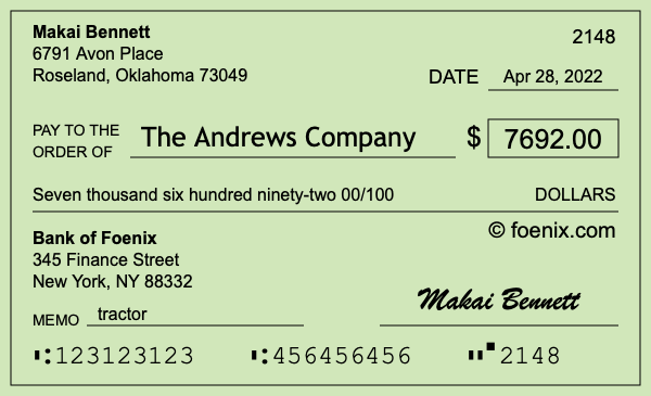 How to write a check for $7,692
