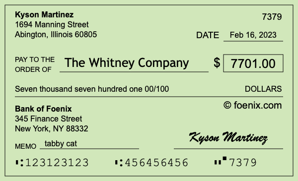 How to write a check for $7,701