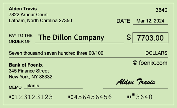 How to write a check for $7,703