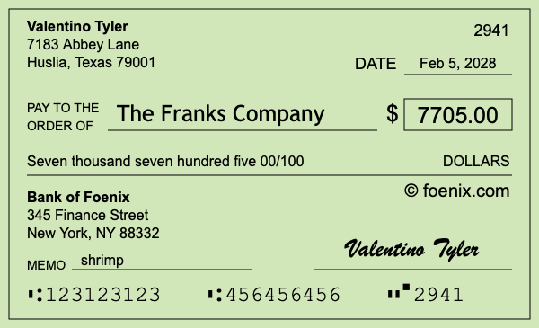 How to write a check for $7,705
