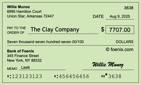How to write a check for $7,707