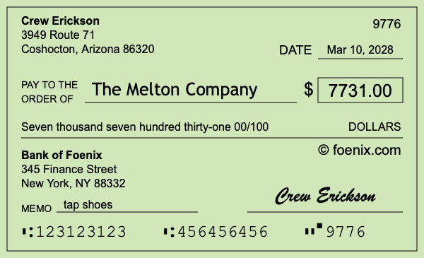 How to write a check for $7,731