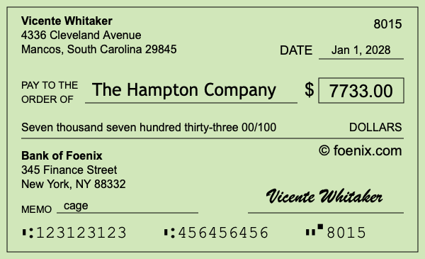 How to write a check for $7,733