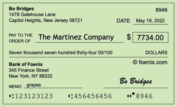 How to write a check for $7,734