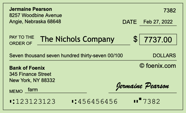 How to write a check for $7,737