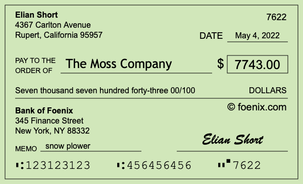 How to write a check for $7,743