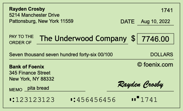 How to write a check for $7,746