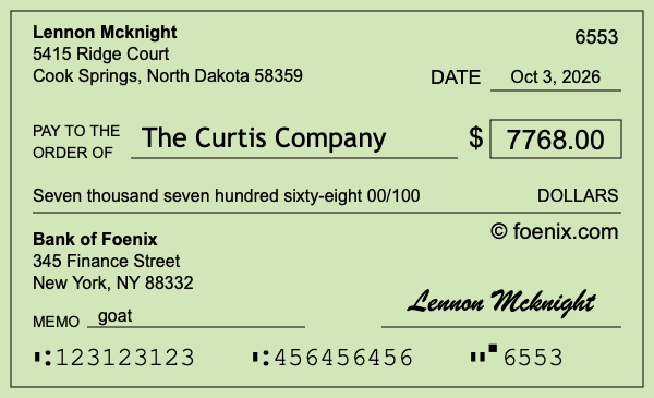 How to write a check for $7,768