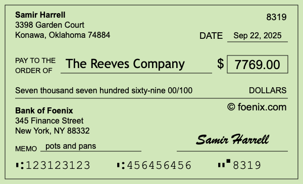 How to write a check for $7,769