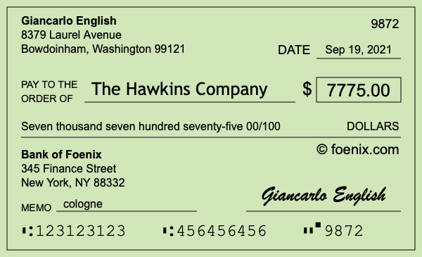 How to write a check for $7,775