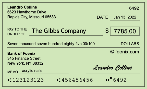 How to write a check for $7,785