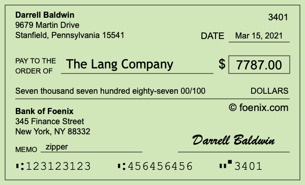 How to write a check for $7,787