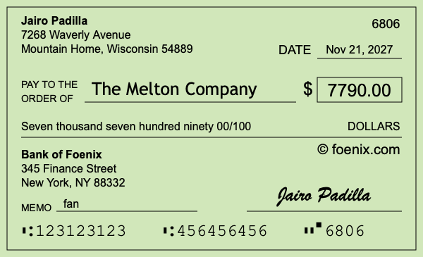 How to write a check for $7,790