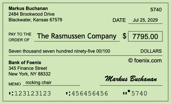 How to write a check for $7,795