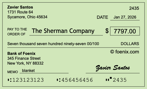How to write a check for $7,797